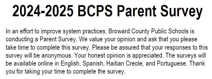  2024-2025 BCPS Parent Survey
